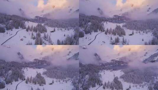 多雪多雾的山脉高清在线视频素材下载