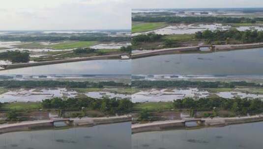 西尔特堤坝被洪水淹没。高清在线视频素材下载