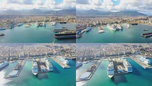 西西里岛 地中海邮轮4K航拍高清在线视频素材下载