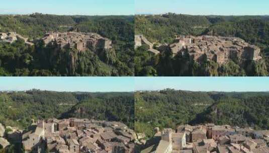 空中娃娃：无人机揭示了卡尔卡塔韦基亚，一个典型的意大利中世纪城镇，站在高清在线视频素材下载