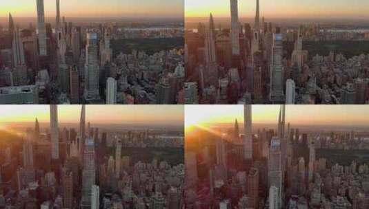航拍纽约曼哈顿上东区彭博新闻社总部大厦高清在线视频素材下载