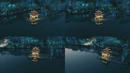 扬州 瘦西湖 夜景 航拍·2高清在线视频素材下载
