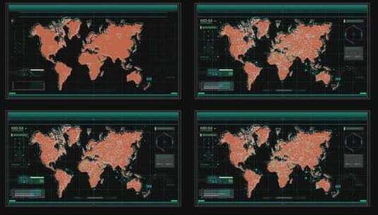 科技未来HUD全球分析地图展示合成高清在线视频素材下载