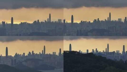 深圳CBD清晨日出航拍高清在线视频素材下载