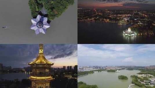 浙江嘉兴平湖地标白昼夜晚（选编）高清在线视频素材下载