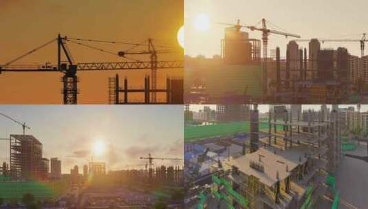 城市建设 工地施工高清在线视频素材下载