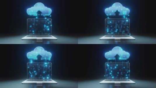 电脑与云数据传输的概念动画高清在线视频素材下载