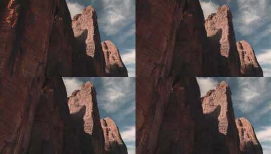 航拍悬崖峭壁石头山高清在线视频素材下载