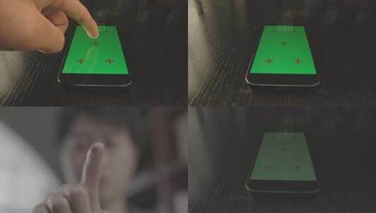 男人点击屏幕特写焦点转换手机绿幕高清在线视频素材下载