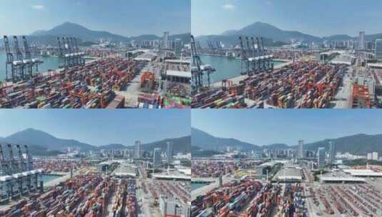 港口集装箱航拍深圳盐田国际码头一带一路高清在线视频素材下载