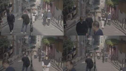 香港石板街清晨高清在线视频素材下载