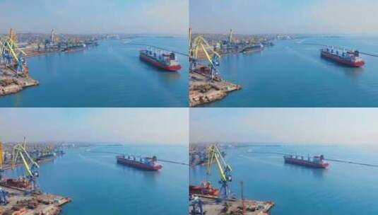 码头港口的物流运输和集装箱船高清在线视频素材下载