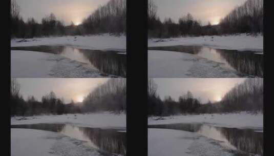 不冻河的晨雾延时高清在线视频素材下载