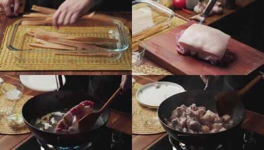 中国东北地方特色菜猪肉炖粉条高清在线视频素材下载