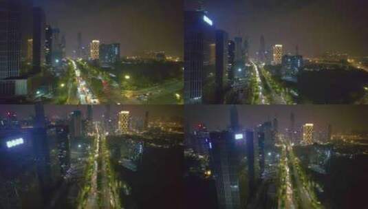 杭州萧山区钱江世纪城市心北路夜景视频素材高清在线视频素材下载