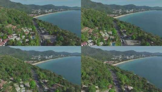 HDR泰国普吉岛芭东海滨公路航拍自然景观高清在线视频素材下载