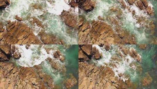 海岸礁石岩石海浪碰撞高清在线视频素材下载
