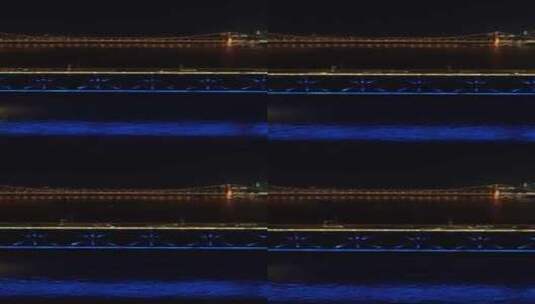 竖版航拍湖北武汉长江大桥夜景高清在线视频素材下载