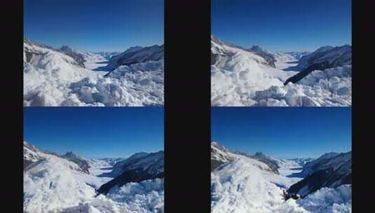 冬季蓝色天空巍峨雪山风光摄影高清在线视频素材下载