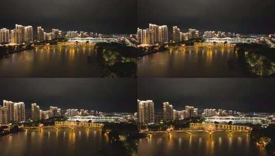 漳州夜景航拍南山桥中山桥漳州古城夜晚风景高清在线视频素材下载