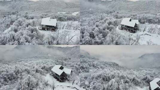 西岭雪山 雪景 大雪覆盖的自然风光 航拍高清在线视频素材下载