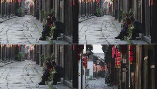 古城街边聊天的老人们01【套组】高清在线视频素材下载