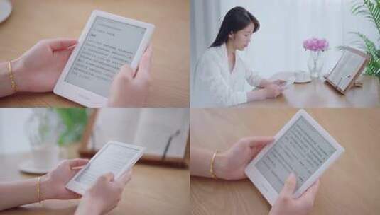 电子书 电子书阅读 文艺女生居家阅读看书高清在线视频素材下载