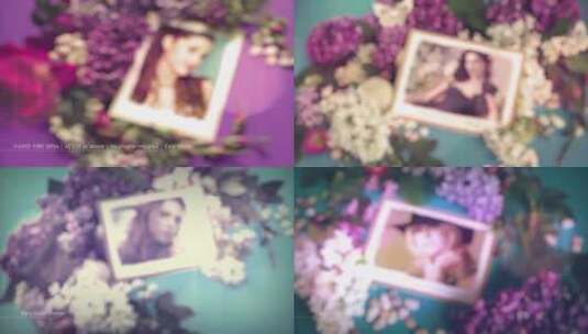 浪漫花卉堆积展示相册写真婚礼开场AE模板高清AE视频素材下载