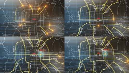 北京地图线路模板高清AE视频素材下载