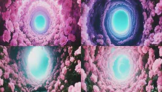 粉色花朵隧道背景素材高清在线视频素材下载