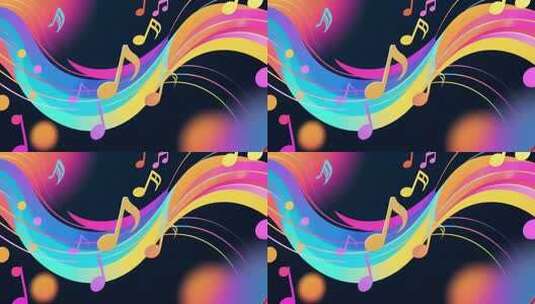 彩色音符动感音乐背景素材高清在线视频素材下载