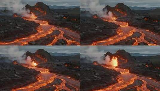 夏威夷火山熔岩震撼自然力量视频高清在线视频素材下载