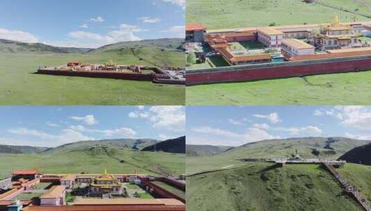 四川甘孜康定塔公草原的木雅金塔航拍合集高清在线视频素材下载