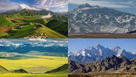 祁连山 雪山自然风光全景高清在线视频素材下载