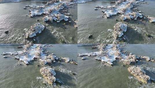 北戴河海天一色海冰航拍高清在线视频素材下载