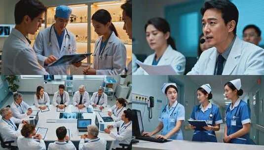 医生团队会议研讨 医疗工作者病例分析高清在线视频素材下载