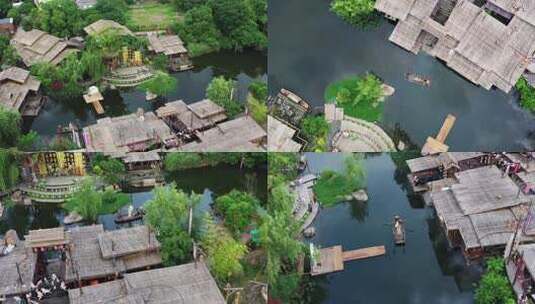 院子餐饮航拍高清素材高清在线视频素材下载