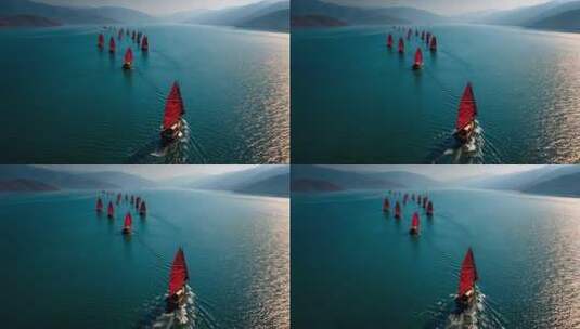 乘风破浪扬帆起航海鸥帆船航行海浪高清在线视频素材下载