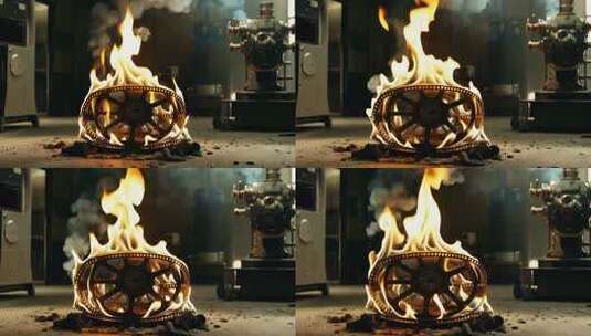 燃烧的电影胶片素材高清在线视频素材下载