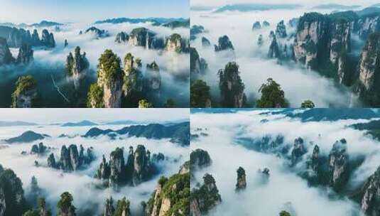 张家界武陵源自然风光全景高清在线视频素材下载