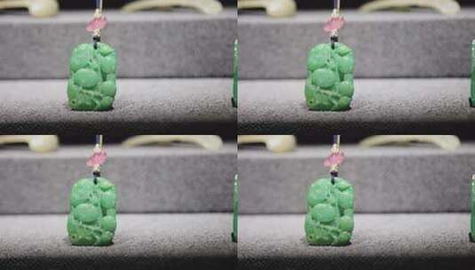 绿色玉雕吊坠特写高清在线视频素材下载