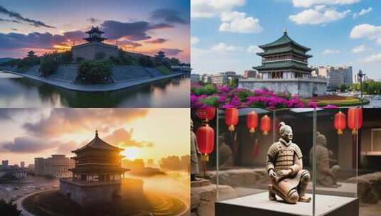 陕西省西安市城市地标高清在线视频素材下载