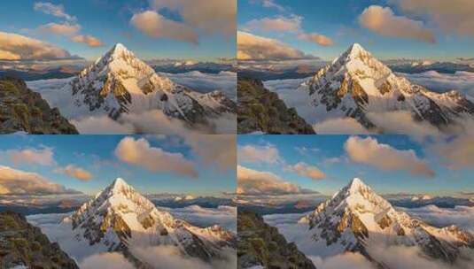 雪山云海壮丽自然风光高清在线视频素材下载