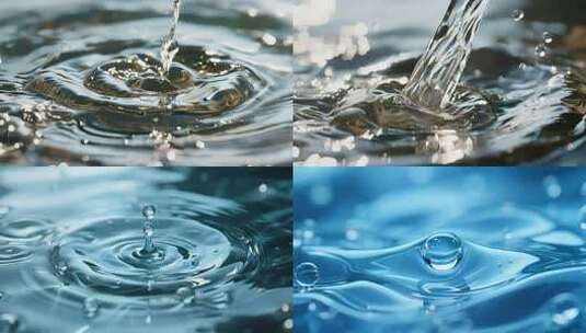 水滴溅落的瞬间清澈水面波纹高清在线视频素材下载