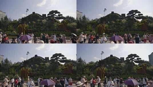 抗战胜利80周年长安街主题花坛高清在线视频素材下载