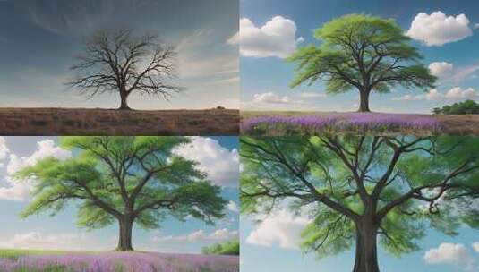 四季树木生长变化 复苏高清在线视频素材下载