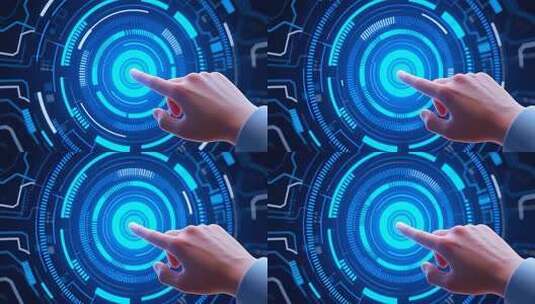 手指点击蓝色科技界面高清在线视频素材下载