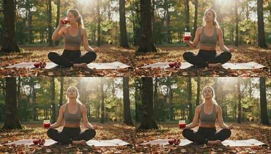 立秋户外瑜伽健康生活方式视频高清在线视频素材下载