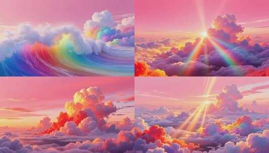 粉红色天空 浪漫云海 彩色云朵合集4K高清在线视频素材下载