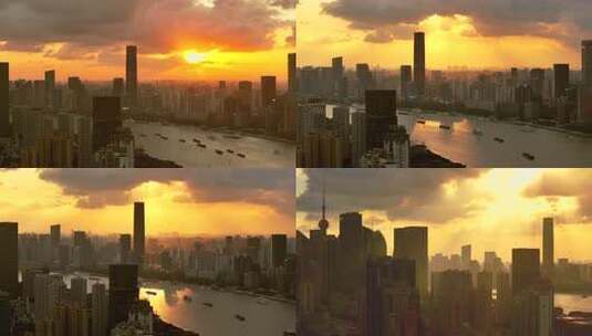 黄浦江畔的都市夕阳高清在线视频素材下载